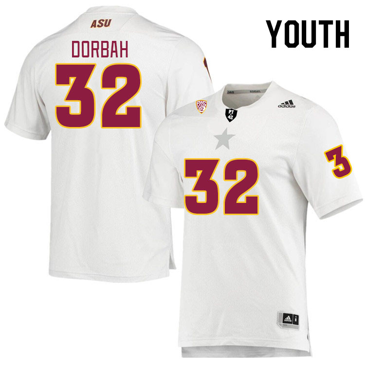 Youth #32 Prince Dorbah Arizona State Sun Devils College Football Jerseys Stitched Sale-White
